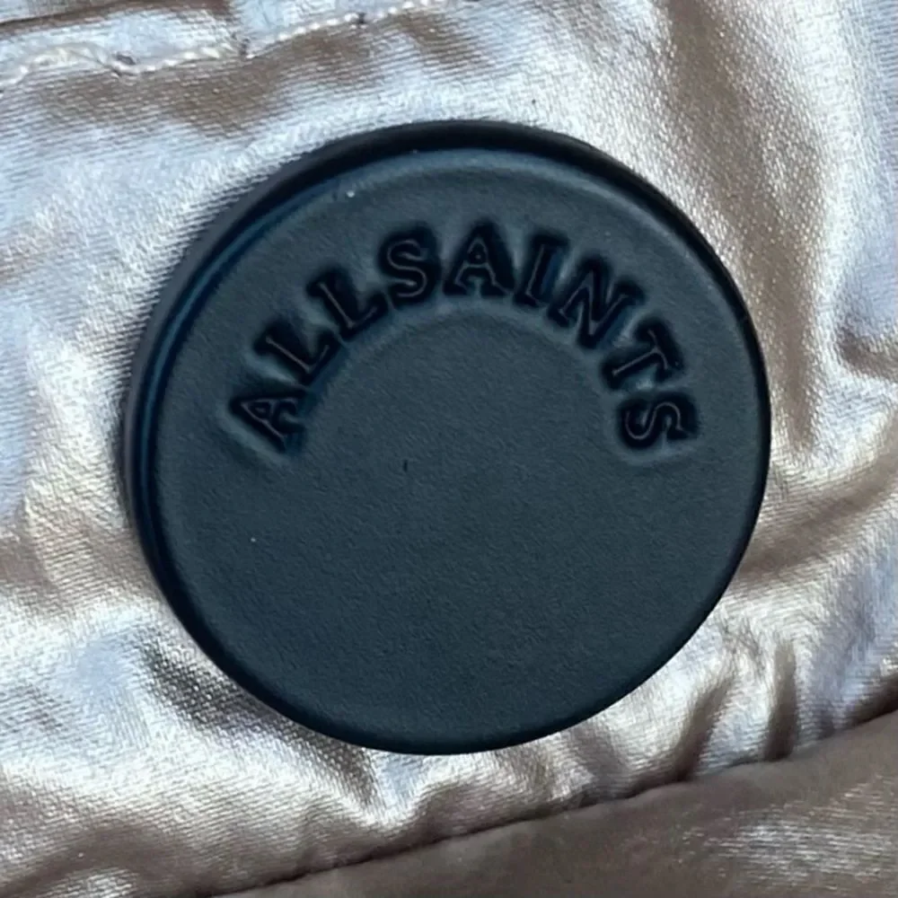 All Saints Rose Gold Mika Metallic Winter Ski/Snow Puffer Coat/Jacket. Size 10